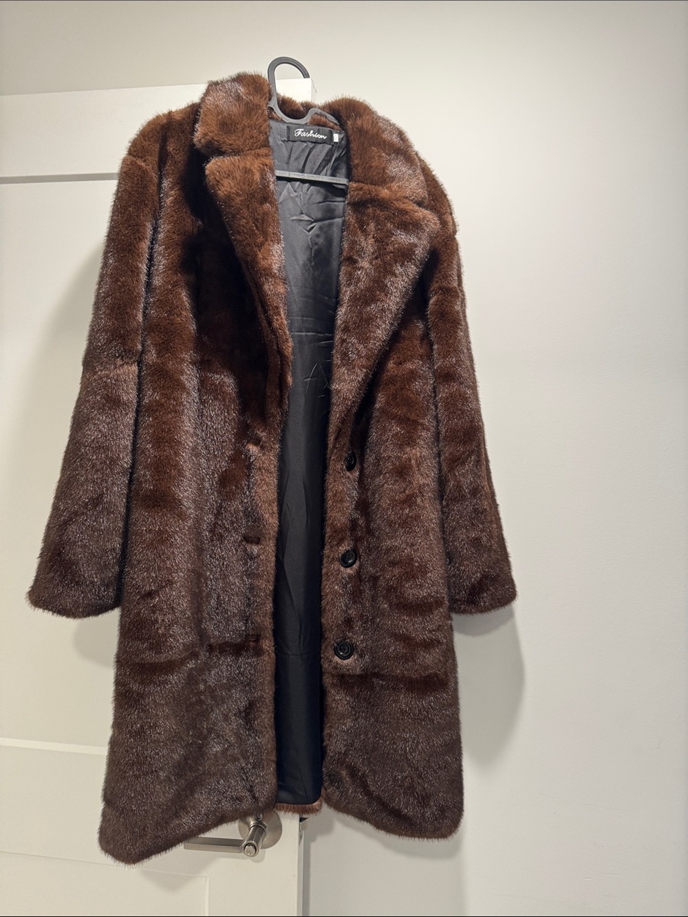 Men's Brown Faux Fur Pea Coat -